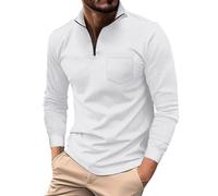 Chemise Manches Courtes Homme - Hauts À Manches Longues pour Quatre Saisons Loisirs Design De Mode Poche À Boutons (White S)