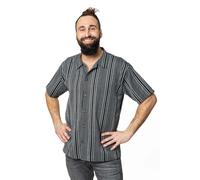 Chemise Manches Courtes Rayures Gris Noir Orvyn S - (34-36)