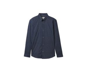 Chemise manches longues cintrÃ©e en popeline imprimÃ©e Tom Tailor Denim Bleu S