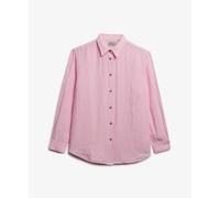 Superdry Premium Linen Slim Long Sleeve Shirt Rose S Femme