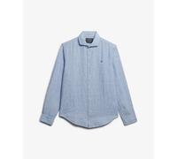 Superdry Riviera Linen Long Sleeve Shirt Bleu M Homme