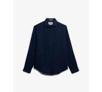 Superdry Chemise Riviera Linen, manches longues en lin, Noir S Homme
