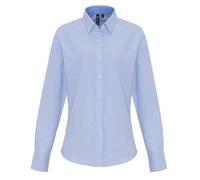 Chemise manches longues - PREMIER - PR338 - Bleu rayé - Col boutonné - Coupe regular S