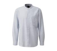 Chemise manches longues rayÃ©e Ã col montant et en tissu effet flammÃ© QS Bleu S