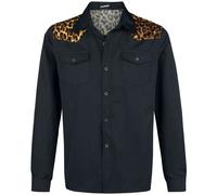 Chemise manches longues Rockabilly de Banned Alternative - Épaules Léopard - S à XXL - pour Homme - noir-léopard S