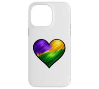 Chemise Mardi Gras Coeur Violet Vert Or Motif Traqué de Peinture Coque pour iPhone 14 Pro Max