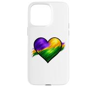 Chemise Mardi Gras Coeur Violet Vert Or Motif Traqué de Peinture Coque pour iPhone 15 Pro Max