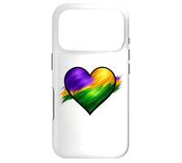 Chemise Mardi Gras Coeur Violet Vert Or Motif Traqué de Peinture Coque pour iPhone 17 Pro