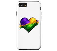 Chemise Mardi Gras Coeur Violet Vert Or Motif Traqué de Peinture Coque pour iPhone SE (2020) / 7/8
