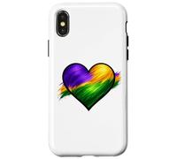 Chemise Mardi Gras Coeur Violet Vert Or Motif Traqué de Peinture Coque pour iPhone X/XS