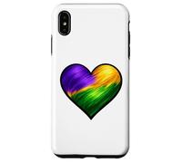 Chemise Mardi Gras Coeur Violet Vert Or Motif Traqué de Peinture Coque pour iPhone XS Max
