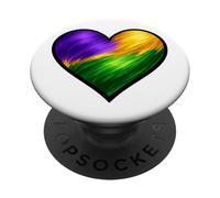 Chemise Mardi Gras Coeur Violet Vert Or Motif Traqué de Peinture PopSockets PopGrip Adhésif