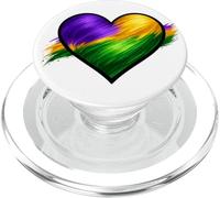 Chemise Mardi Gras Coeur Violet Vert Or Motif Traqué de Peinture PopSockets PopGrip pour MagSafe