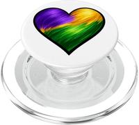 Chemise Mardi Gras Coeur Violet Vert Or Motif Traqué de Peinture PopSockets PopGrip pour MagSafe