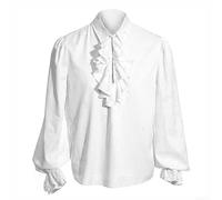 Chemise médiévale gothique Renaissance pour femme avec manches longues à volants victoriens et manches bouffantes dans un style rétro classique (XL blanc)