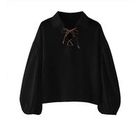 Chemise médiévale historique à lacets de style jacobite pour le carnaval et la fête médiévale pour garçon, Noir , 12-14 ans