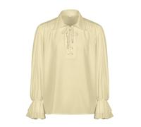 Chemise Médiévale Homme Manches Volants- Chemise Pirate Col Revers à Lacets Couleur Unie Coupe Ample Décontracté Vintage Vampire Blouse Chic Renaissance Halloween Carnaval De Spectacle Haut