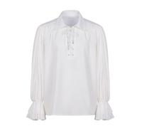 Chemise Médiévale Homme Manches Volants, Chemise Pirate Homme Col Revers à Lacets Couleur Unie Coupe Ample Décontracté Vintage Vampire Blouse Chic Renaissance Halloween Carnaval De Spectacle Haut