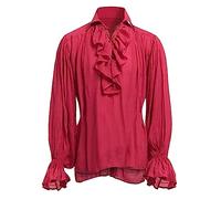 Chemise médiévale pour homme - Chemise à volants victorien - Revers - Chemise de pirate steampunk avec lacets - Élégante Renaissance - Vêtements viking - Chemise en lin à lacets - Pour Halloween et