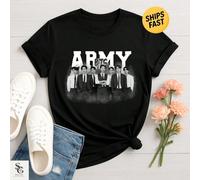 Chemise militaire, T-shirt de fan Kpop, Produits dérivés Bangtan Boys, T-shirt de musique pop coréenne, Tenue de concert, Top cadeau ARMY pour les fans, Plusieurs couleurs, Tailles S-5XL L,M,S,XL,XXL,