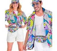 Chemise mixte mode funk années 80 - Blanche - S/M WIDMANN