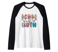 Chemise Mom of both rose bleu imprimé floral léopard vache Manche Raglan