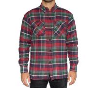 Chemise moto BRUBAKER Veste Tartan - Chemise de protection avec doublure en aramide et poches de protection - aspect bûcheron - Tartan Rouge Vert - L