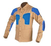 Chemise Moto Pour Homme Avec Poches, Chemise Manches Longues Coupe Vent Et Antichute Four Seasons, Avec Protections Amovibles Pour Dos, Poitrine, Coudes Et Épaules (Color : Kaqi, Size : L)
