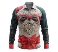 Chemise Noel, Chemise d'hiver à Imprimé Animal pour Une Tenue DéContractéE Et des Rassemblements Festifs ConçUe pour L'Expression Contemporaine Et Le Confort Quotidien