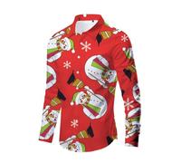 Chemise Noel Homme - Chemise Habillée À Manches Longues Pours Automne Décontracté Impression de Noël 3D Chemise Hawaïenne Chemises À Manches Longues (Watermelon Red M)