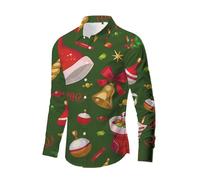 Chemise Noel Homme Humour - T-Shirt À Manches Longues Imprimé 3D de Noël pour (Green S)