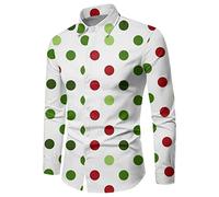 Chemise Noel Homme Manche Longue Chemise Randonnée Tenue De Noel, Shirt Homme Noël Motif 3D Funky Christmas Manches Longues Button Down Hauts Taille Fine Décontracté Mode Simple, pour Fête Festive