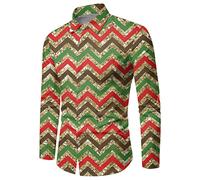 Chemise Noel Homme Manche Longue Chemise Randonnée Tenue De Noel, Shirt Homme Noël Motif 3D Funky Christmas Manches Longues Button Down Hauts Taille Fine Décontracté Mode Simple, pour Fête Festive