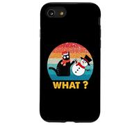 Chemise Noire Motif Chat poussant Bonhomme de Neige rétro Vintage drôle Chat Quoi Coque pour iPhone SE (2020) / 7/8