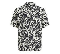 Chemise noire uni coupe droite col cranté et à manches courtes M