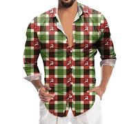Chemise Nouvel an Homme Chemise Bucheron Polo De Noel, Hommes Noël Festivals Vacances Hauts Décontracté Chemises Fête 3D Imprimer Intéressant Laid Revers Manches Longues Chic Cadeaux