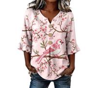Chemise Octobre Rose Femme Imprimé Ruban Rose Cancer du Sein