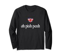 Chemise Oh Pish Posh Shirt Fun British Words Drapeau Union Jack Manche Longue