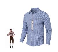 Chemise Oktoberfest Homme - Chemise à Carreaux à Manches Longues - Coupe Droite Infroissable - Blouse Respirant Classique Ecossaise - Traditionnelle Bavaroise pour la Fête et Tous Les Jours