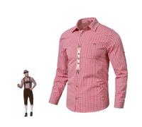 Chemise Oktoberfest Homme - Chemise à Carreaux à Manches Longues - Coupe Droite Infroissable - Blouse Respirant Classique Ecossaise - Traditionnelle Bavaroise pour la Fête et Tous Les Jours