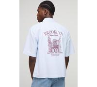 Chemise oversize à broderie New York homme - blanc - L, blanc
