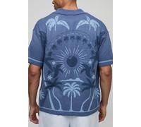 Chemise oversize à imprimé palmier homme - bleu - S, bleu