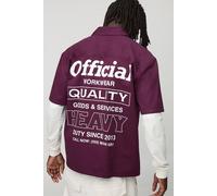 Chemise oversize à manches courtes et broderie - Official homme - bordeaux - L, bordeaux