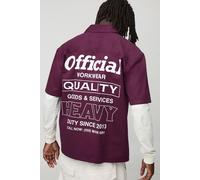 Chemise oversize à manches courtes et broderie - Official homme - bordeaux - M, bordeaux