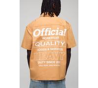 Chemise oversize à manches courtes et broderie - Official homme - desert yellow - S, desert yellow