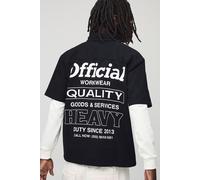 Chemise oversize à manches courtes et broderie - Official homme - noir - L, noir