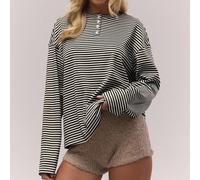 Chemise oversize à manches longues et rayures, boutons, style automnal, vieux argent, mignon, style cottage campagnard, décontracté, loungewear pour femmes, caramel, élégant, printemps, été, vacances 