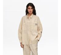 Chemise oversize coton texturé rayures ocre S