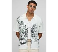 Chemise oversize en maille à imprimé moto homme - blanc - L, blanc