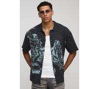 Chemise oversize en maille à imprimé moto homme - noir - L, noir